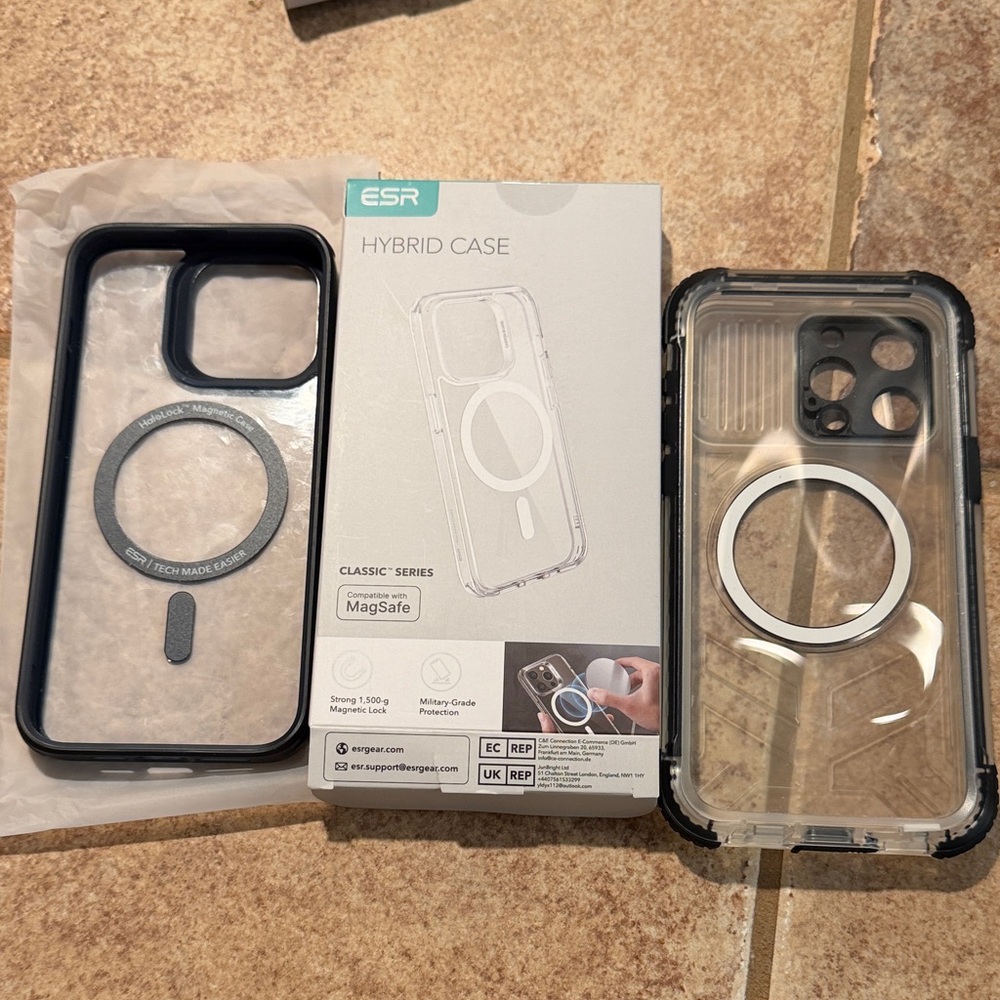 Hybrid Case for iPhone 15 Pro Max -dk blue/Clear + waterproof case + holiday